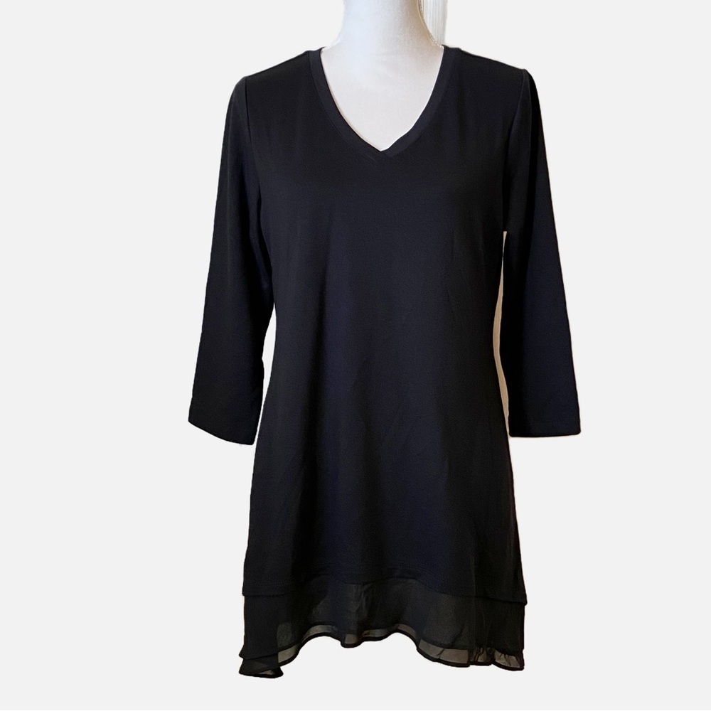 LOGO Lounge by Lori Goldstein Black Tunic Top Medium